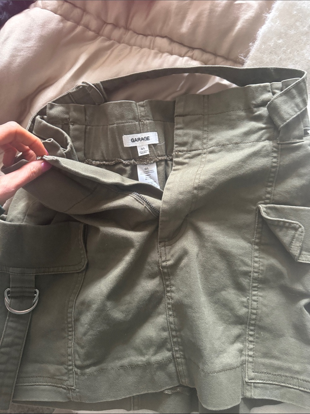 GARAGE Olive Utility Cargo Mini Skirt